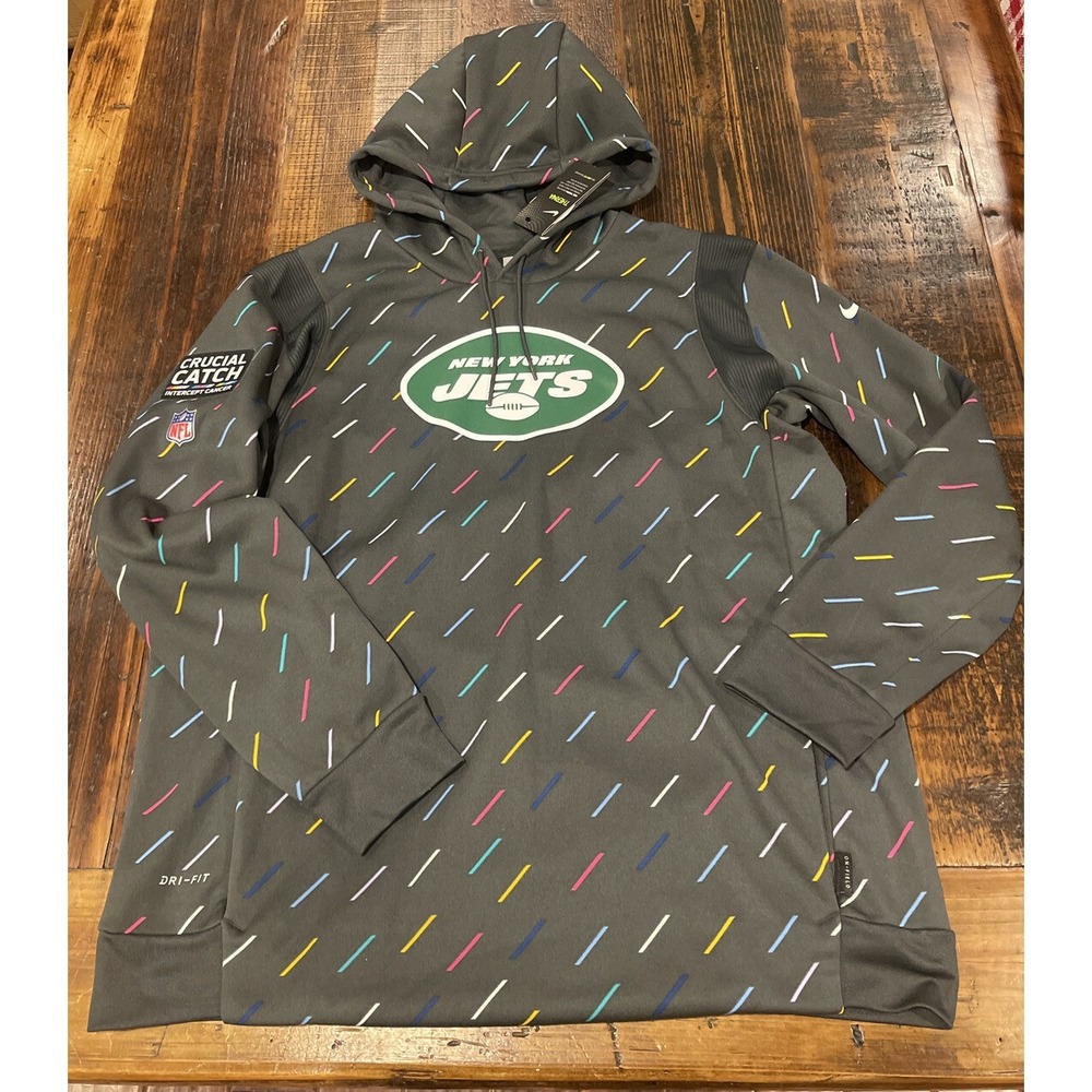 NEW YORK JETS NFL 2021 CRUCIAL CATCH NIKE HOODIE CHARCOAL SIZE 2XL XXL AUTHENTIC